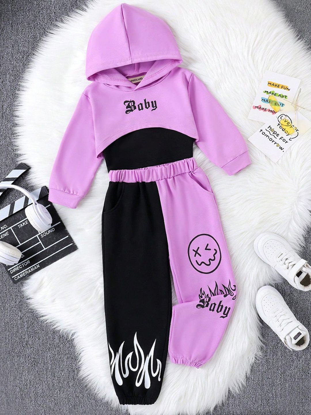 INCLUD Girls Printed Hoodie with Joggers