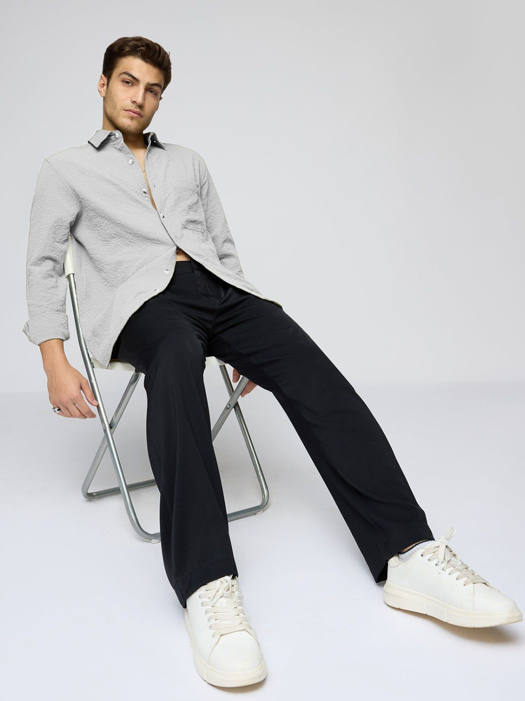 FREAKINS Classic Black Men's Pleated Korean Pants