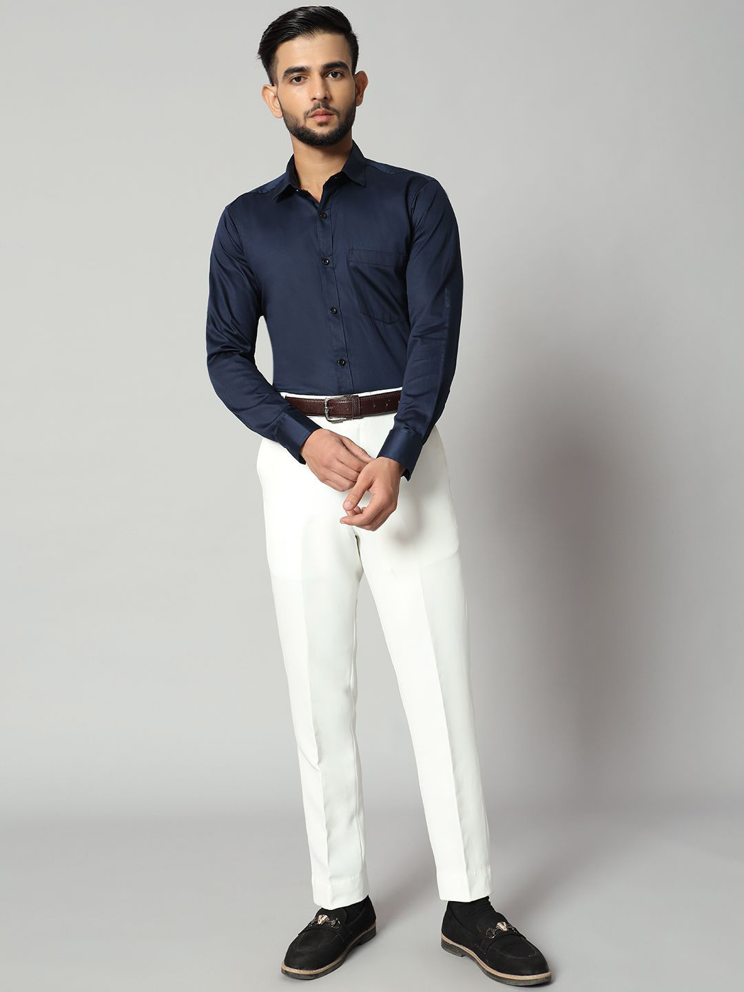 Bigreams Men Cotton Satin Regural Fit Formal Shirt