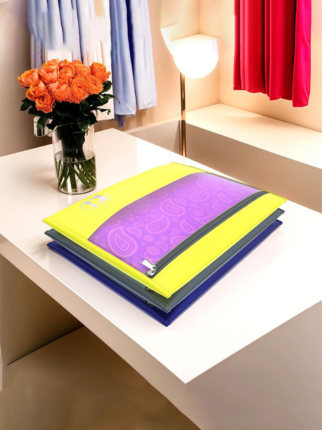 Kuber Industries Grey & Yellow 3 Pieces Water Resistant Seperater Organisers