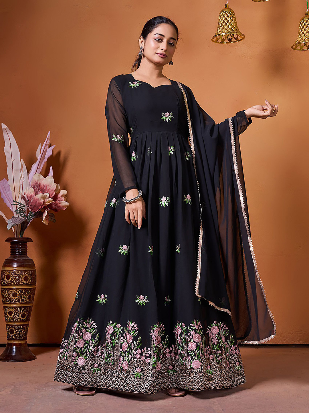 Kedar Fab Ethnic Motifs Embroidered Georgette Maxi Dress