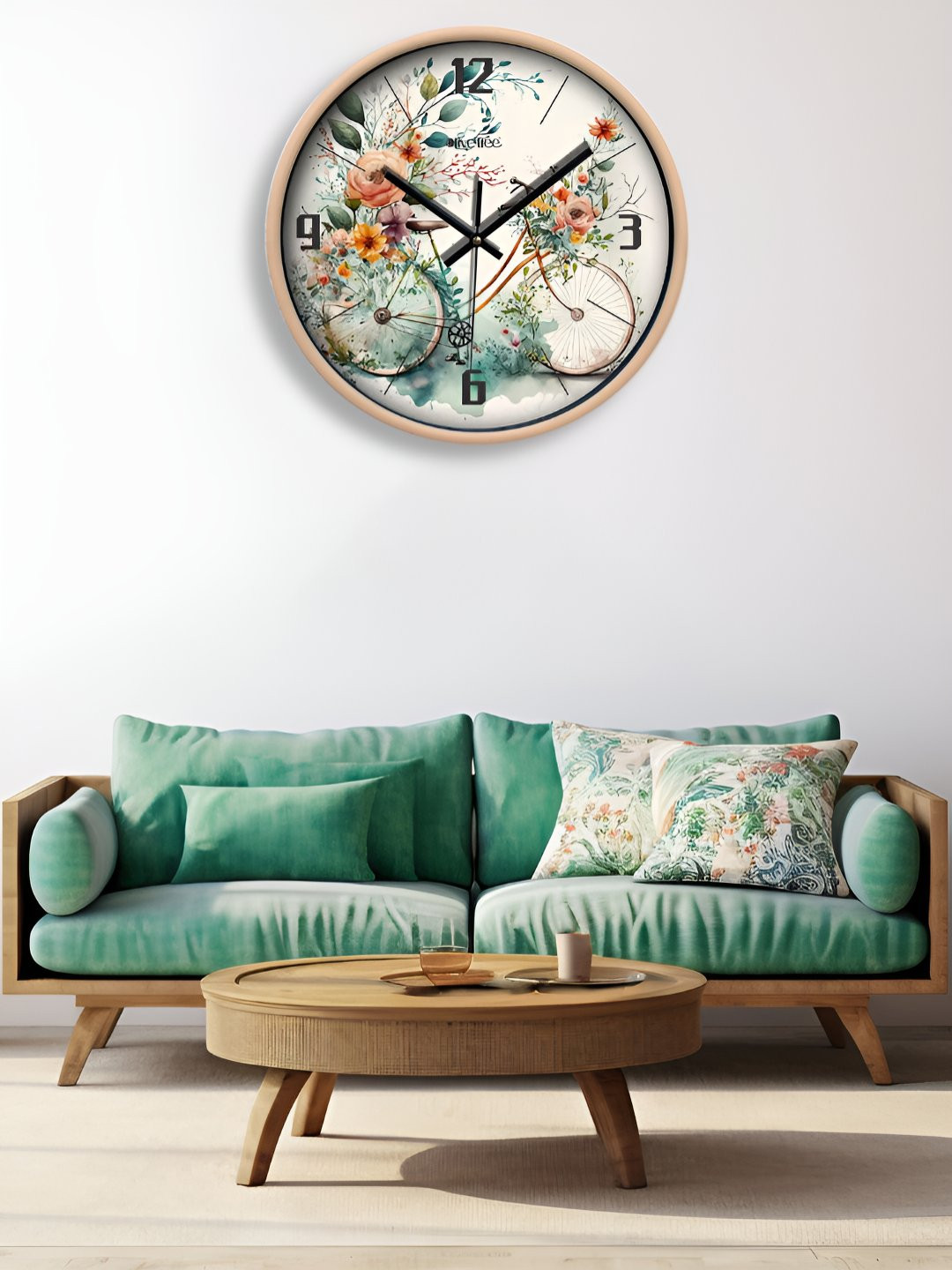 OLIVE TREE Burgundy & Black Printed Contemporary Wall Clock