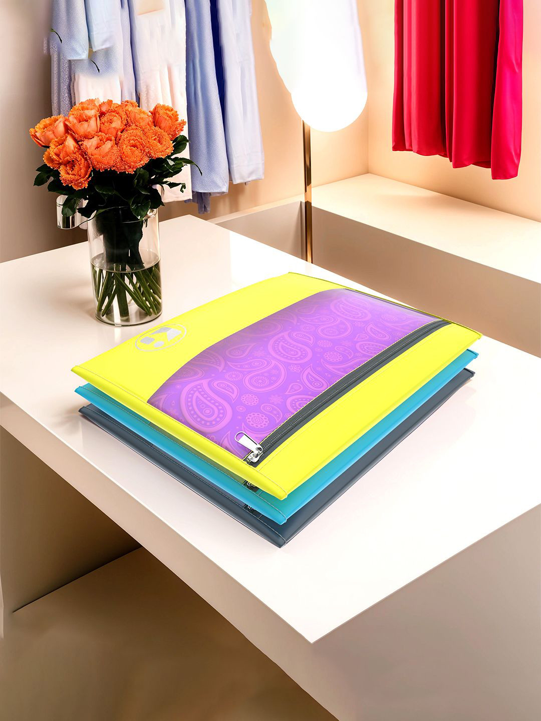 Kuber Industries Grey & Sky Blue 3 Pieces Drawer Organisers