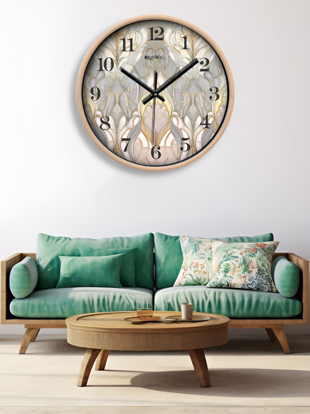 OLIVE TREE Burgundy & White Printed Contemporary Wall Clock