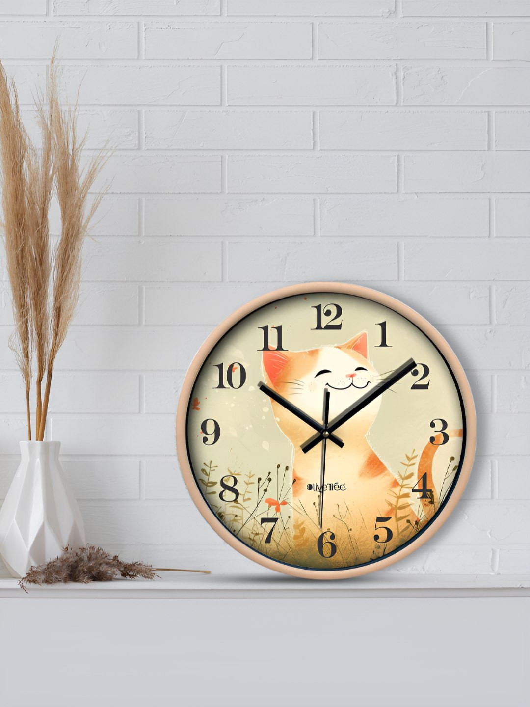 OLIVE TREE Burgundy & Black Printed Contemporary Wall Clock