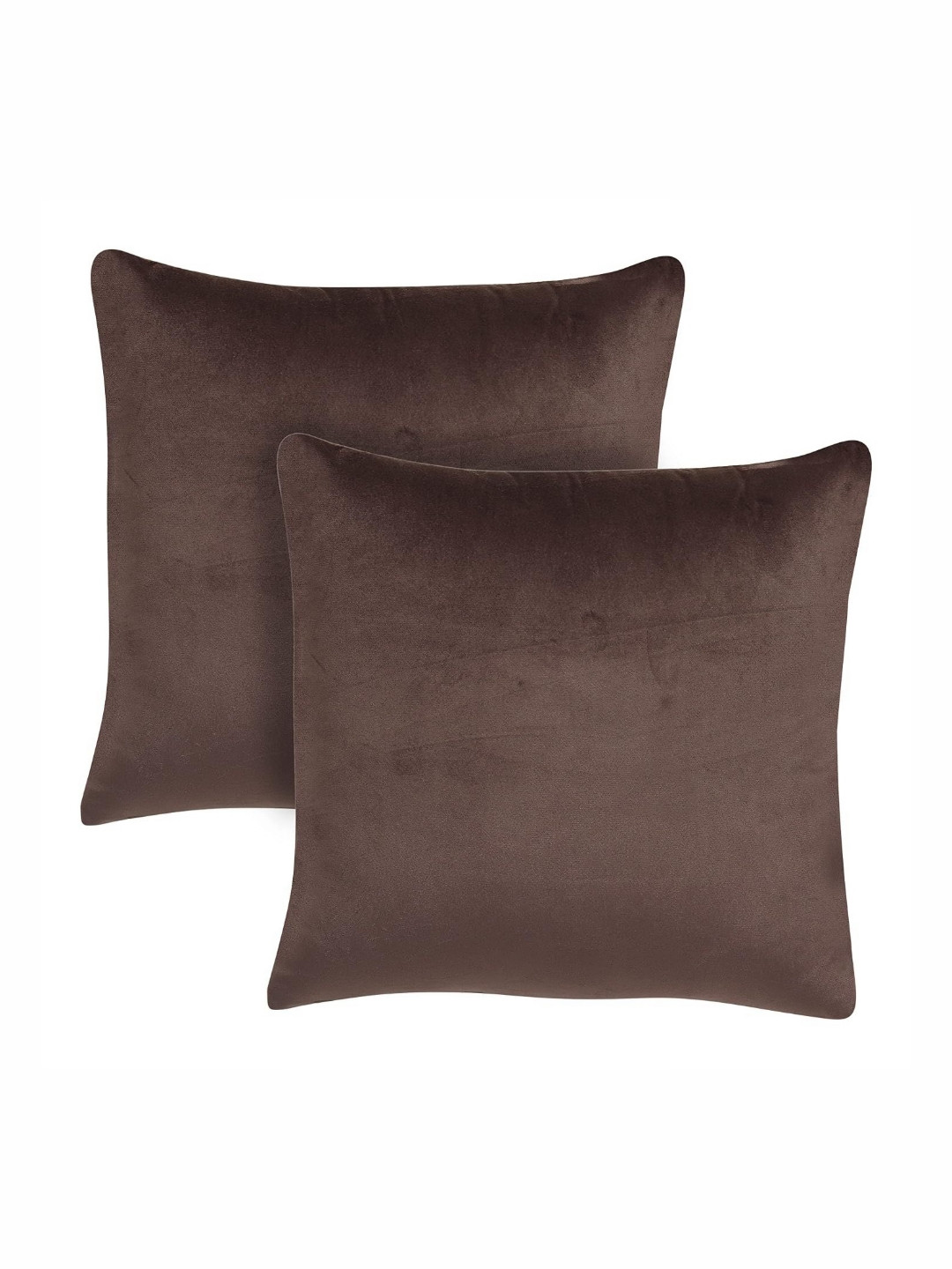 RRC Brown Velvet Durable 2 Pcs Square Cushion Covers - 24 x 24 In