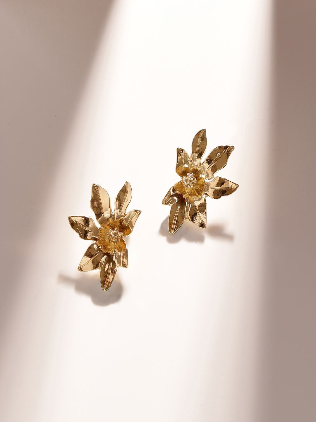 Priyaasi Gold-Plated Floral Statement Studs