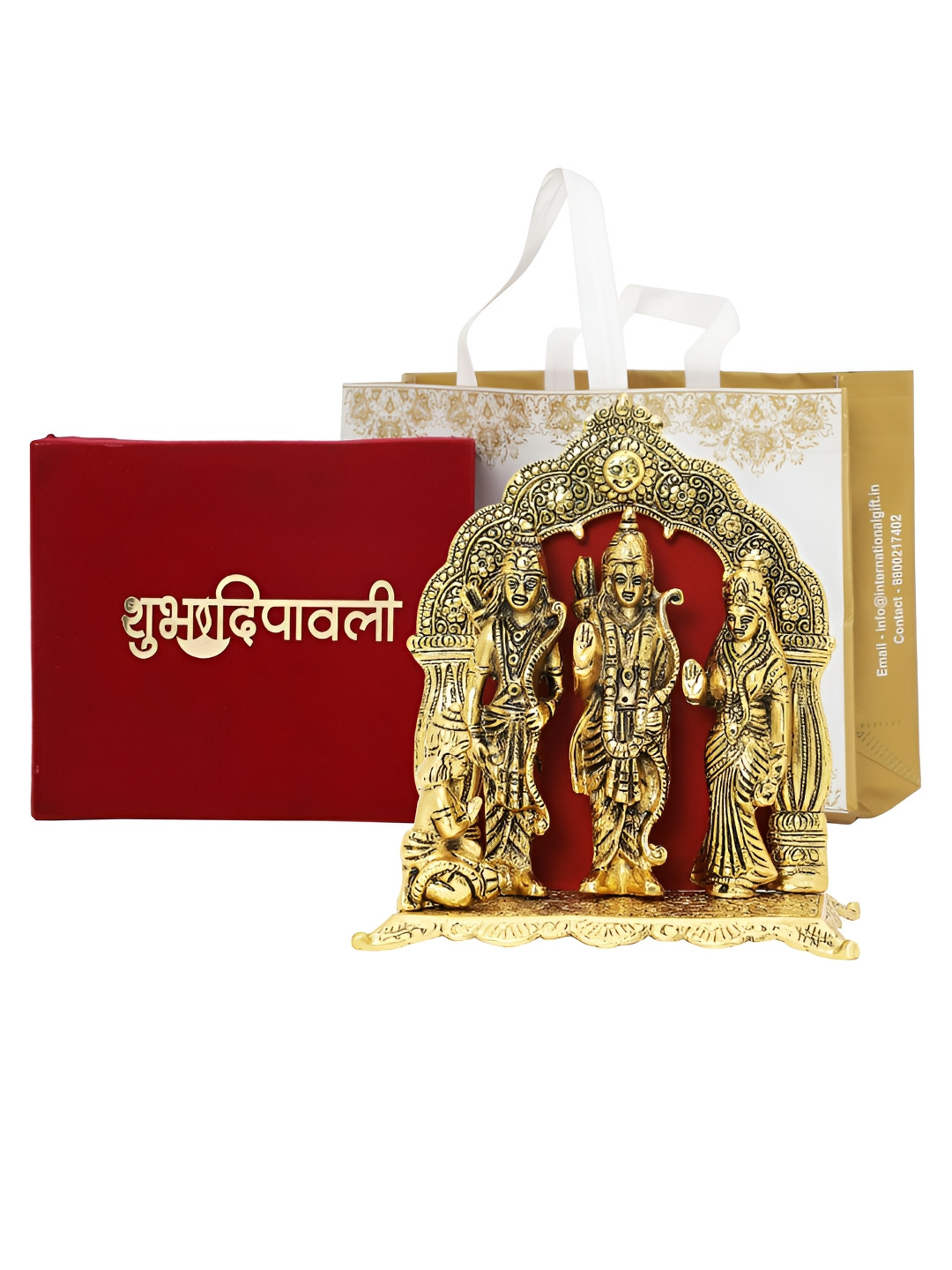 INTERNATIONAL GIFT Ram Darbar Gold Metal Metallic Prayer Room Medium Showpiece - 9.4 Inches
