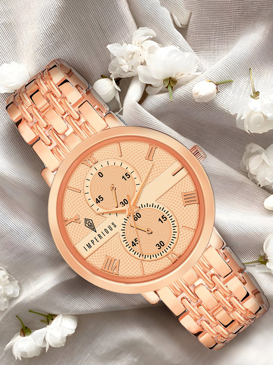 Imperious- The Royal Way Women Embellished Dial & Stainless Steel Straps Analogue Watch IMP-GOLD-1091