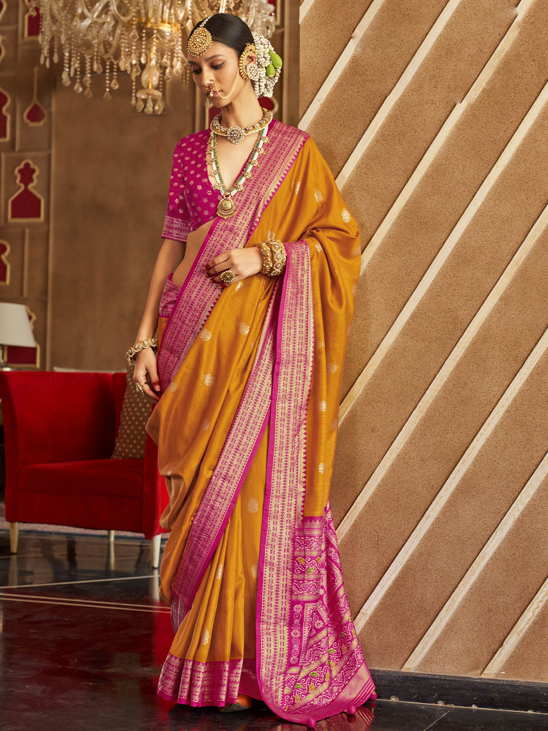 KIMISHA Ethinic Motif Patola Party wear Saree