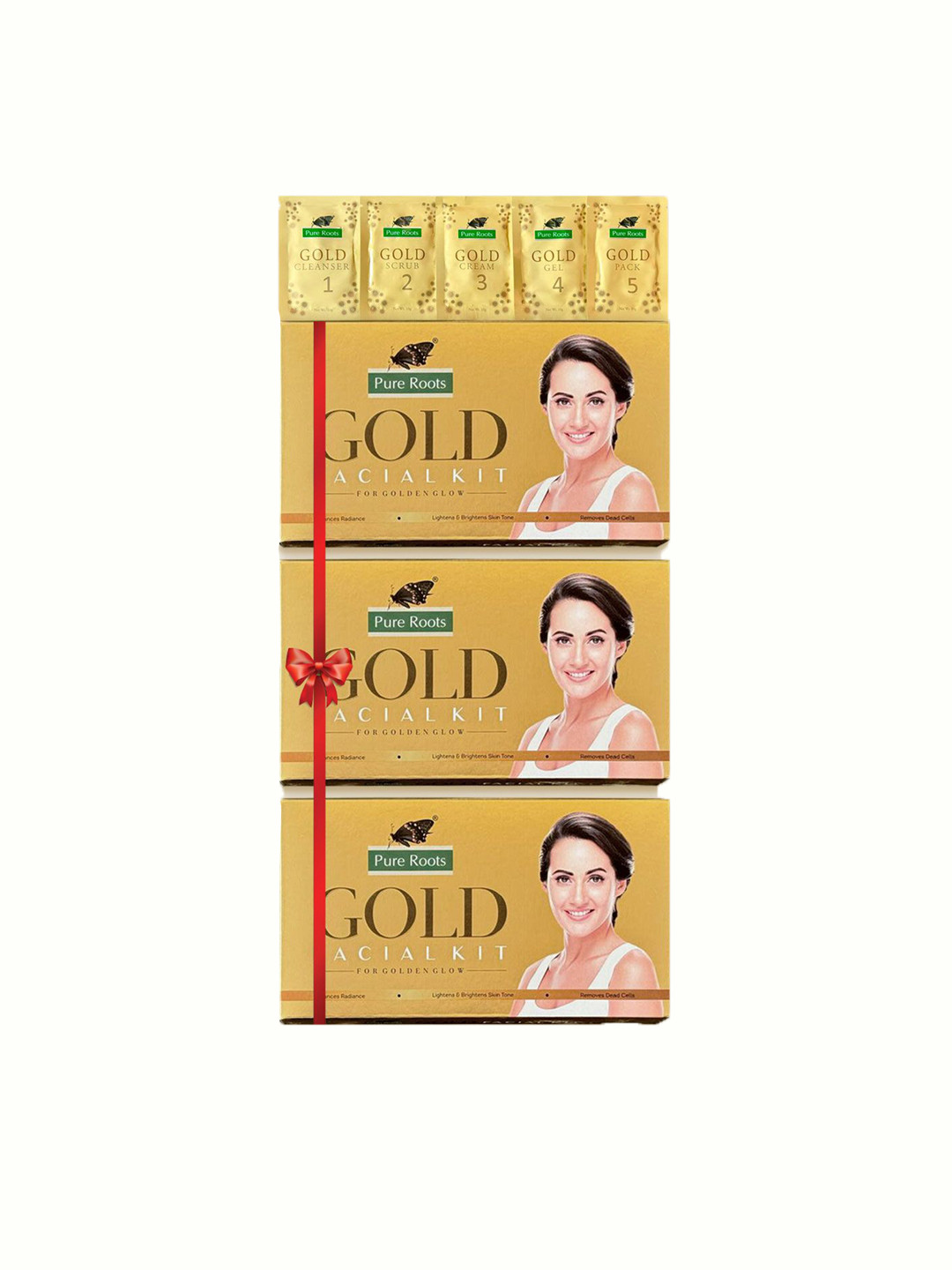 pure roots Set Of 3 Gold Facial Kit -50g Each