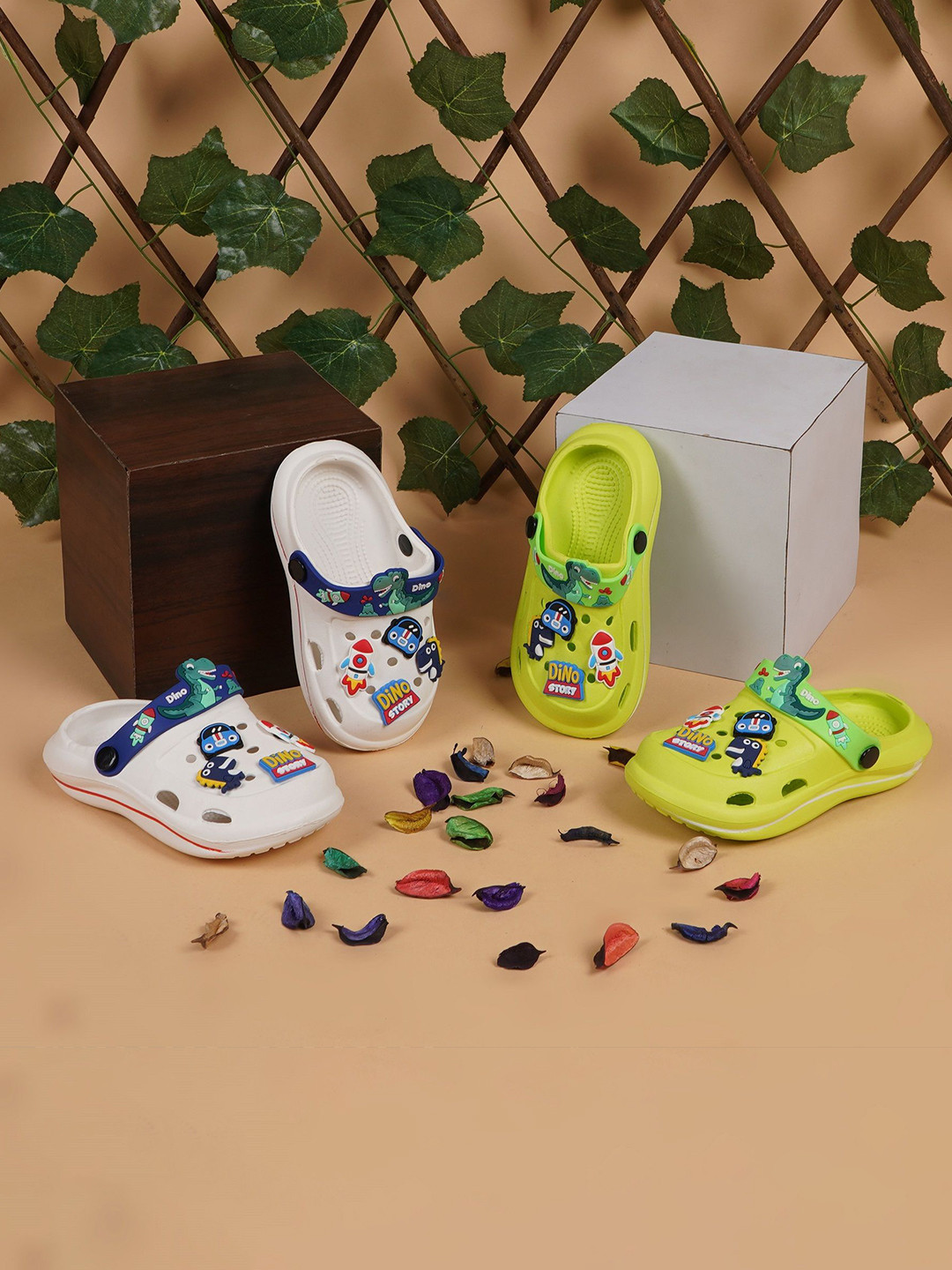 BAESD Pack Of 2 Kids Tattoo Printed Croslite Clogs