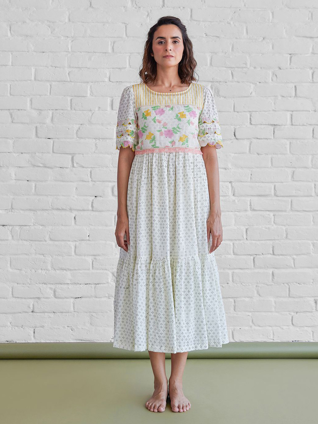 The Yellow Bow Floral Printed Empire Midi Dress