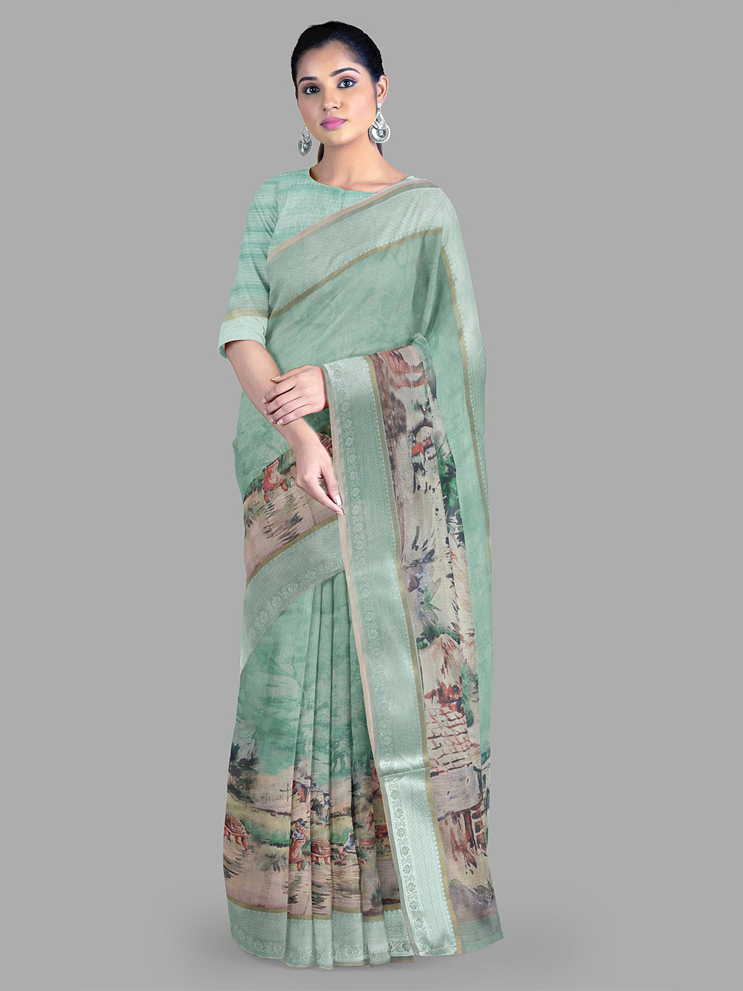 The Chennai Silks Banarasi printed saree with blouse piece