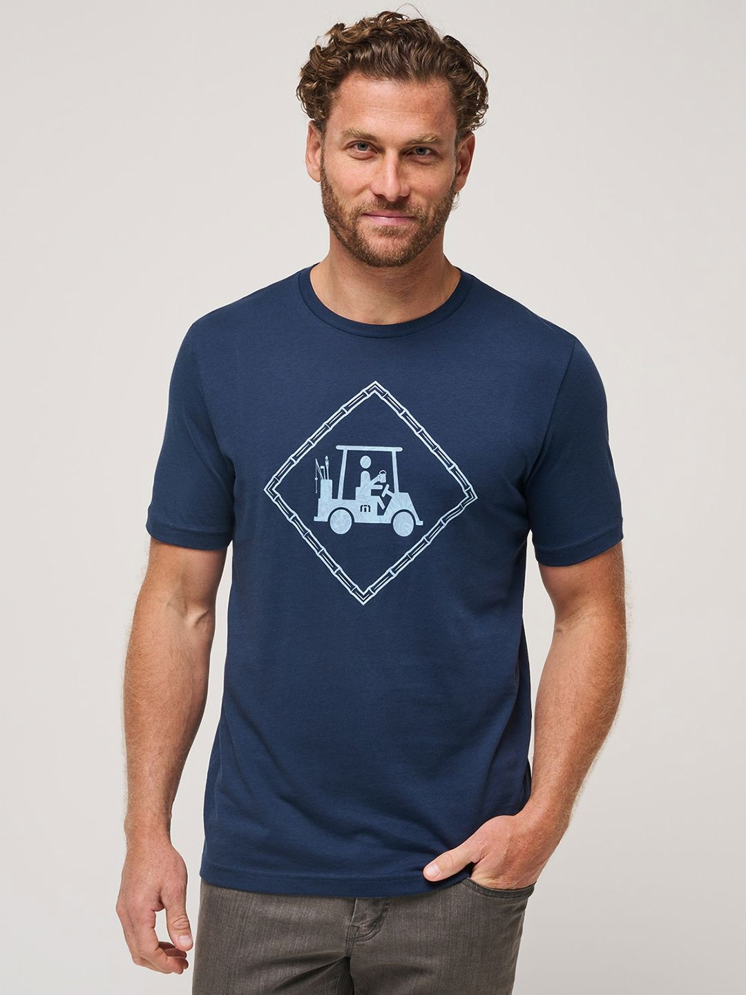 TRAVIS MATHEW Men Graphic Printed Round Neck Cotton T-shirt