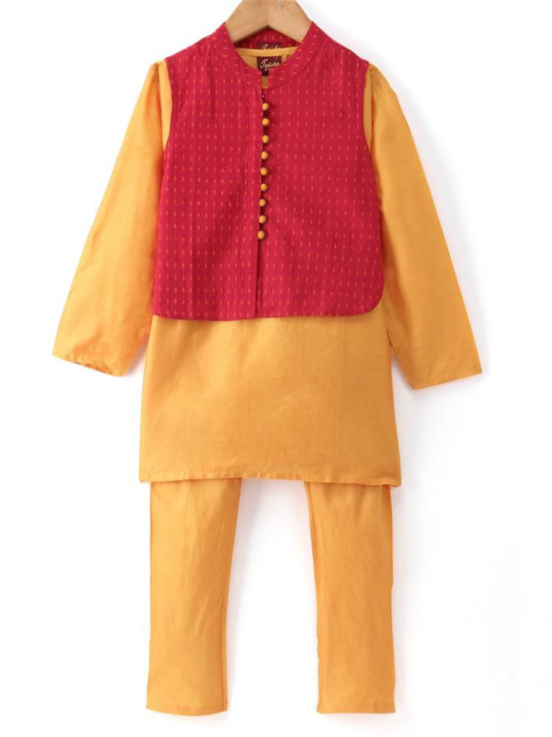 Twisha Boys Pure Cotton Kurta & Pyjama With Jacket