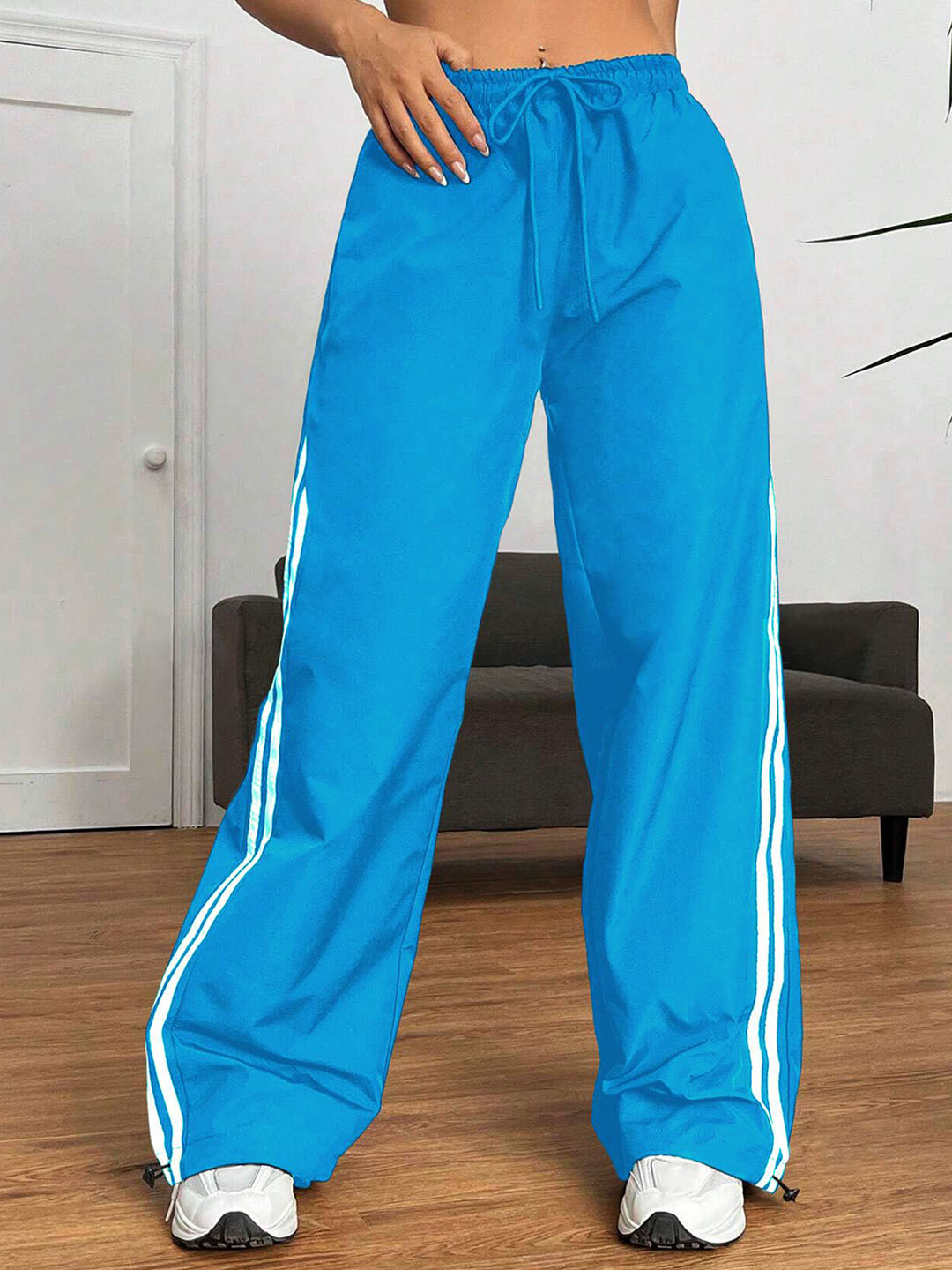 Stylecast X Slyck Women Loose-fit Blue Track Pant
