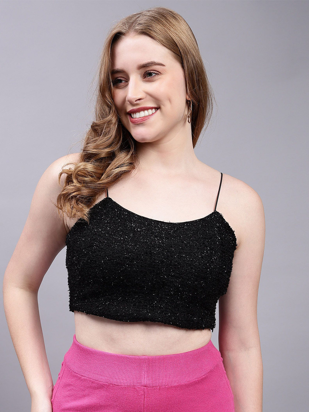 SAFFE Women Shimmer Solid Shoulder Straps  Top