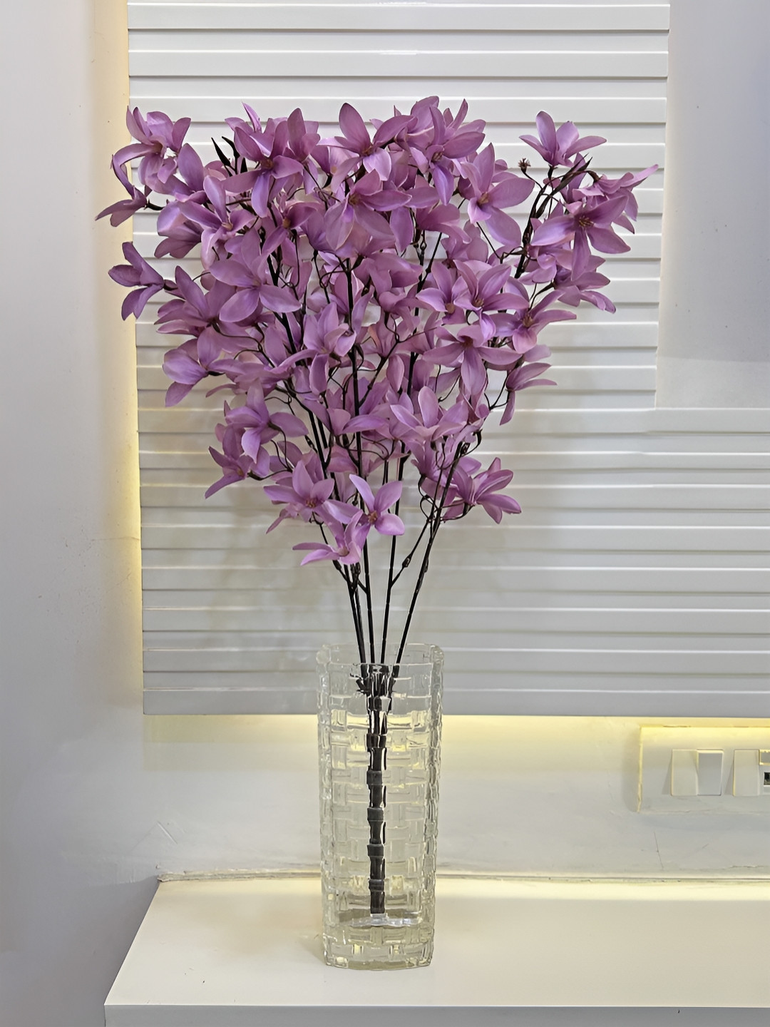 ARTSY Purple 1 Piece Magnolia Artificial Flower Without pot