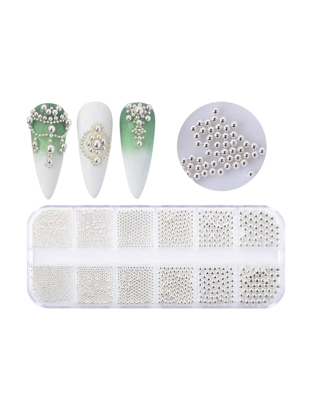 RANORE 3D Nail Design Decoration Mini Stainless Steel Silver Beads- 200gm