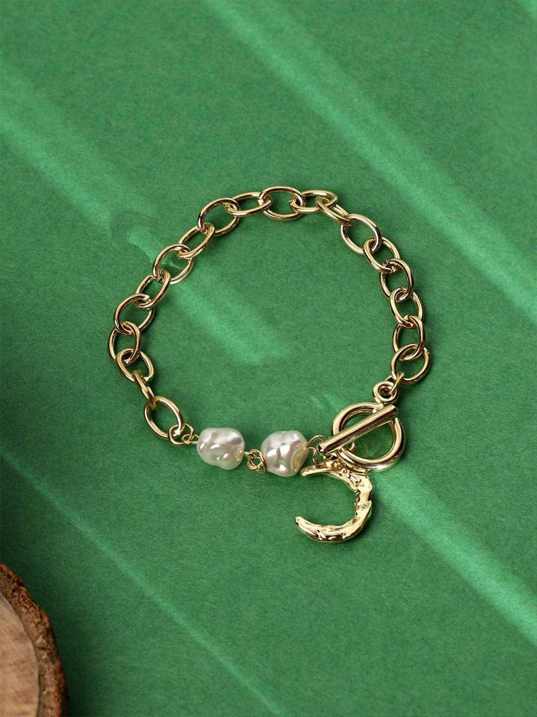 KACY Gold-Plated PearlBeaded Link Bracelet