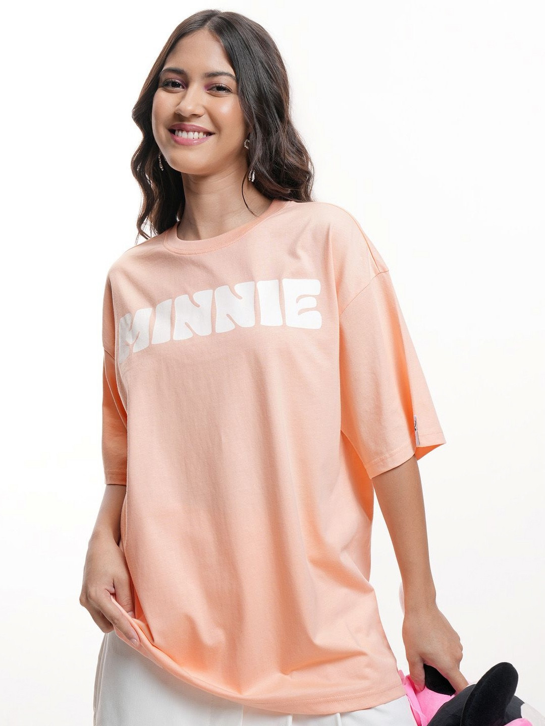 Tokyo Talkies Disney Women Minnie Oversized Longline Graphic Tshirt