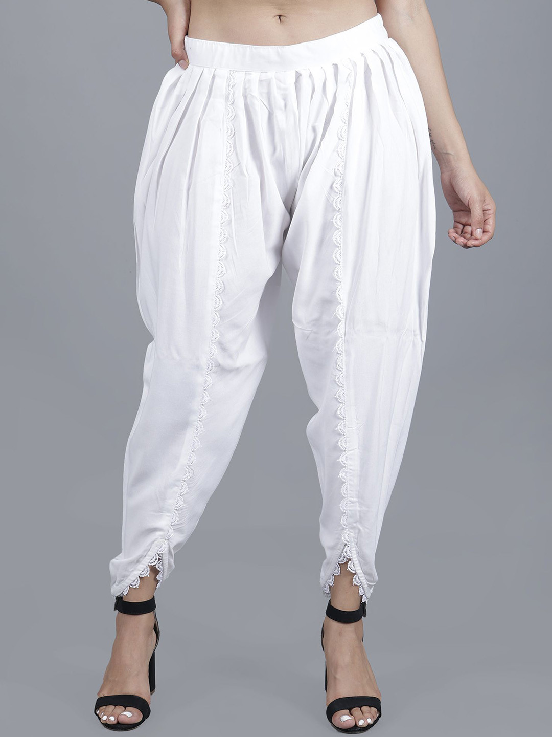 Rosecloud Women Chikankari Hand Embroidered Pure Cotton Handloom Dhoti Pants