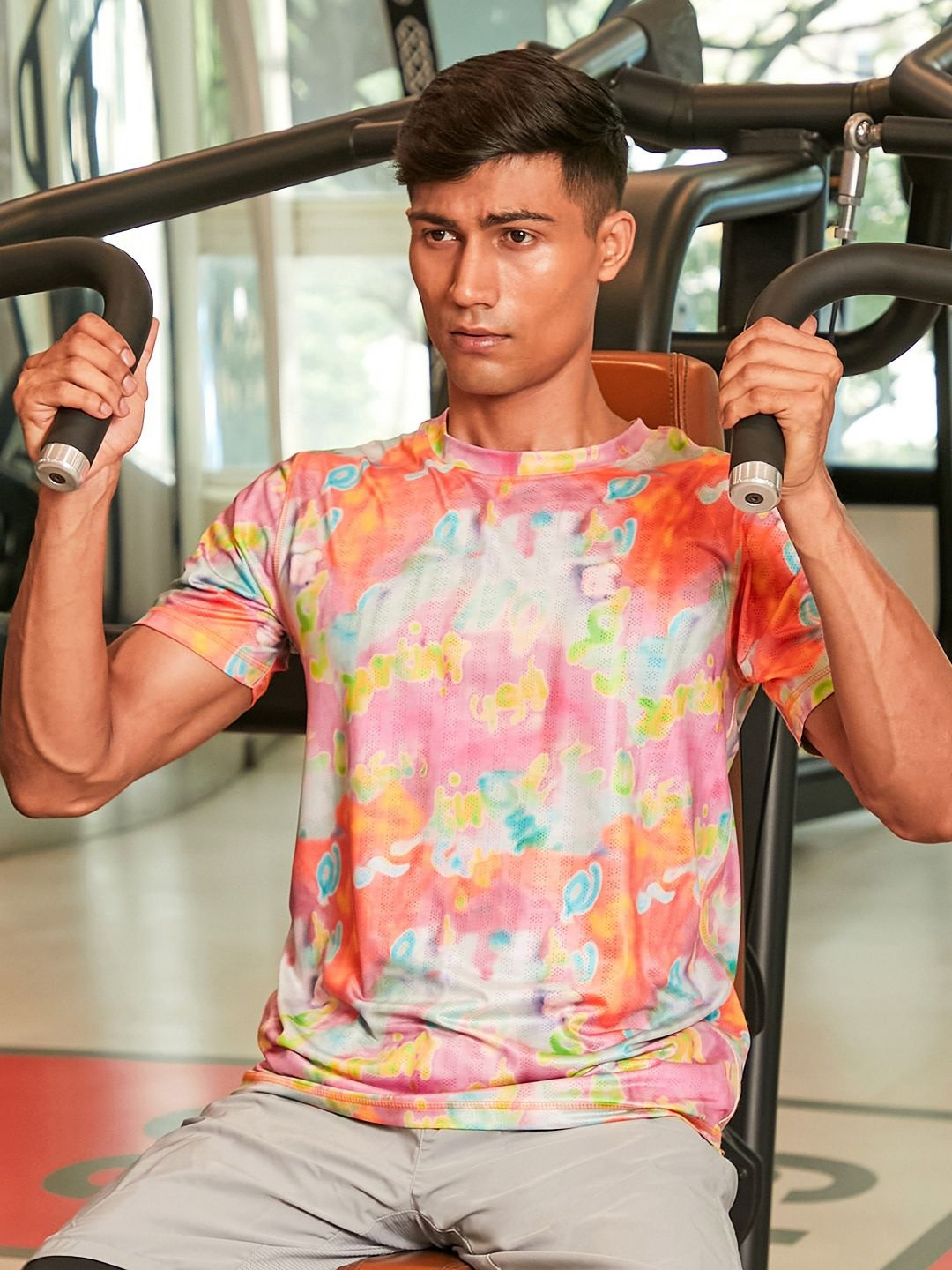 CS LIFE Men Dyed Round Neck T-Shirt