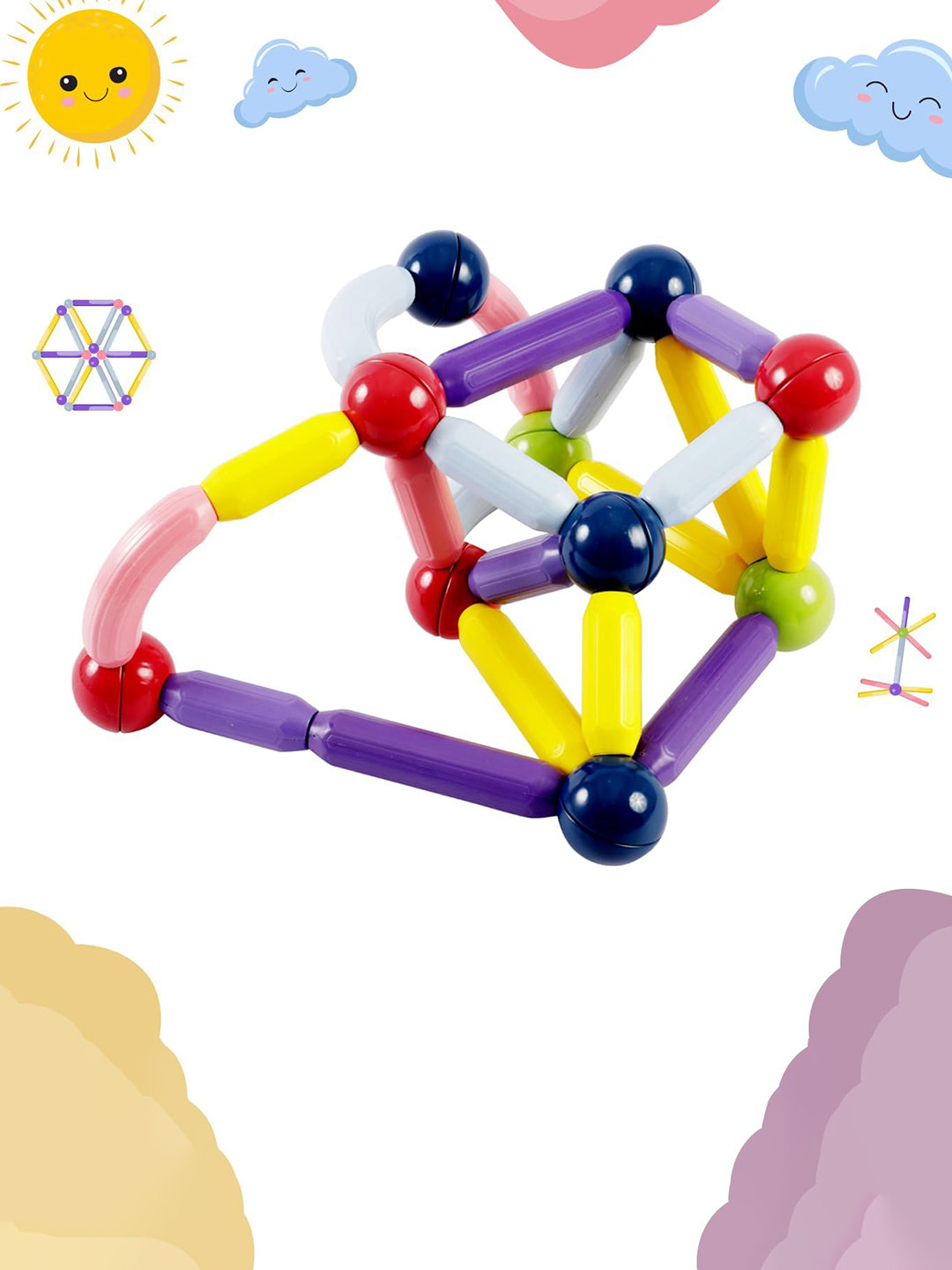 LITTLE GINNIE Kids Magnetic Building Blocks Construction Toys