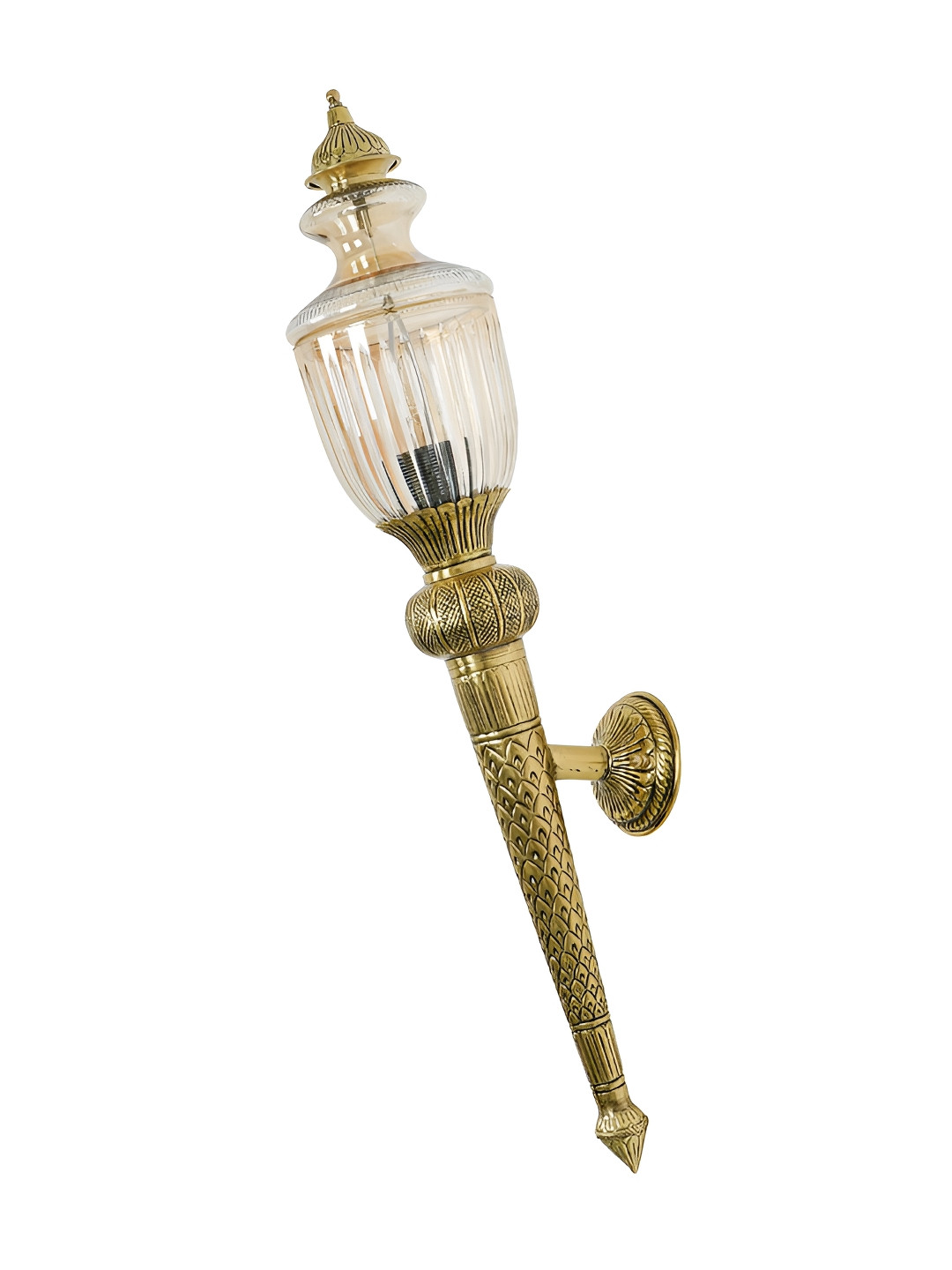 Fos Lighting Classic Mashaal Gold-Toned Glass Abstract Shaped Wall Lamp