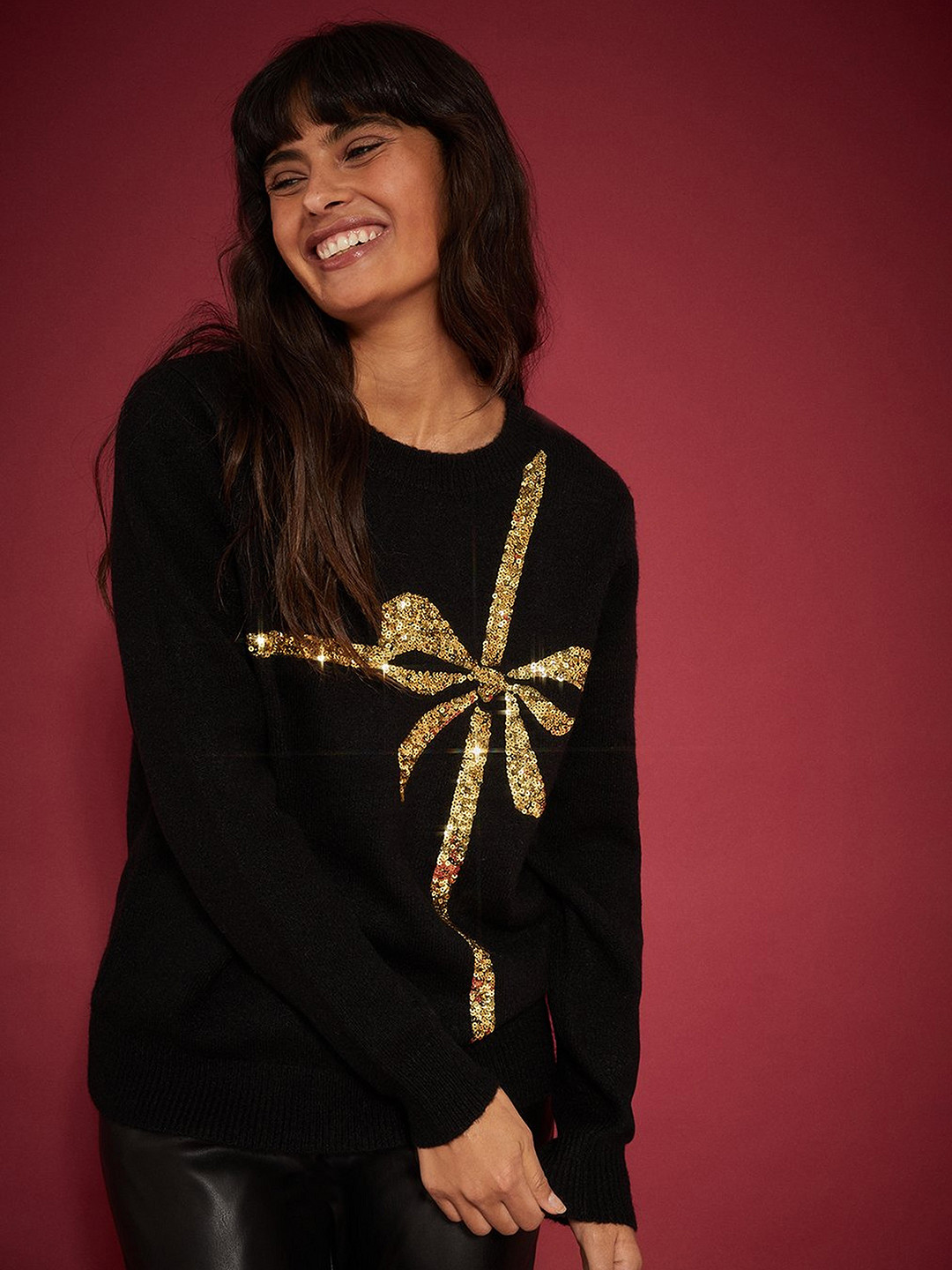 DOROTHY PERKINS Sequined Bow Pullover