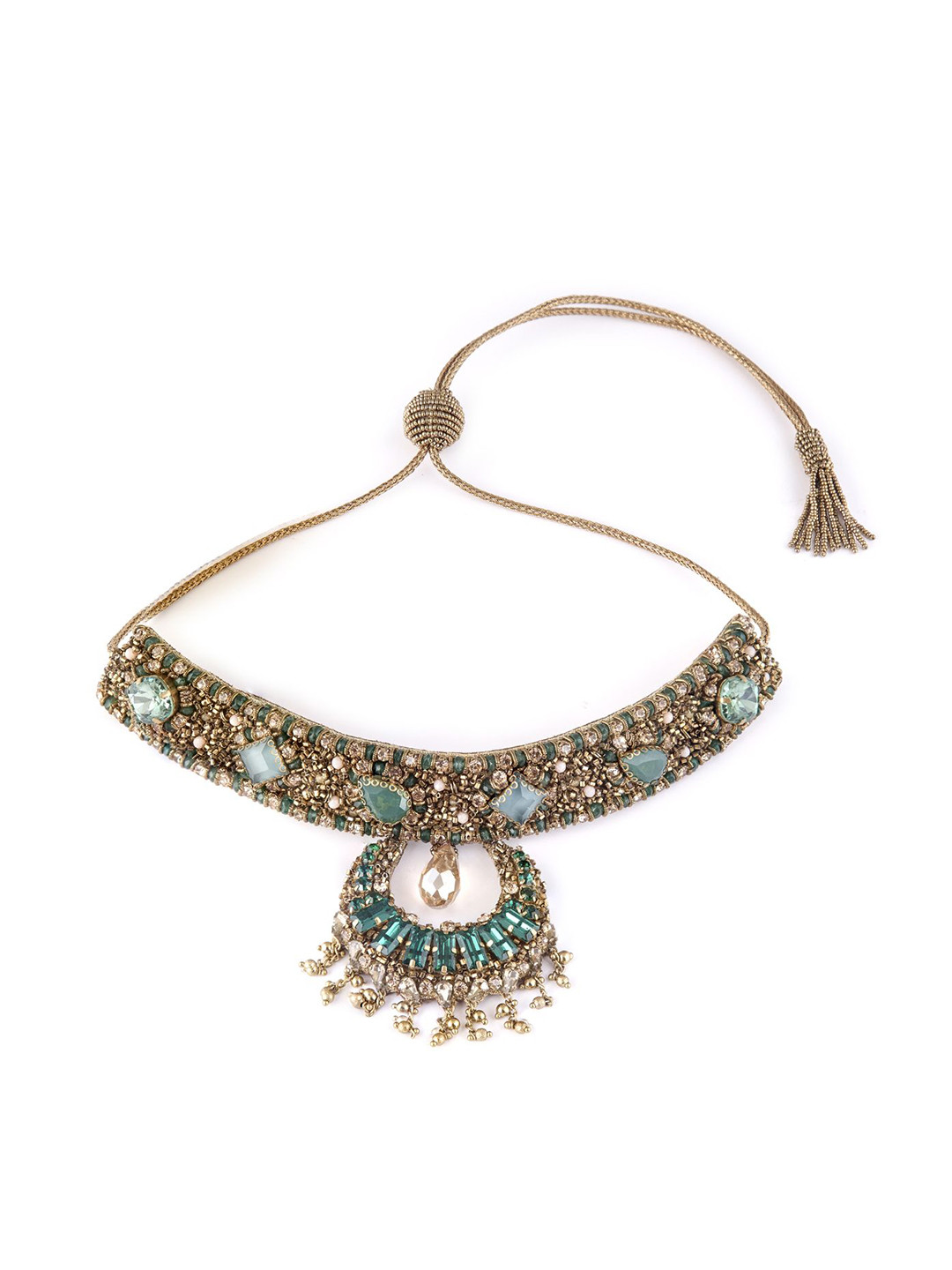 Deepa Gurnani Mumtaz Brass-Plated Crystals Studded Necklace