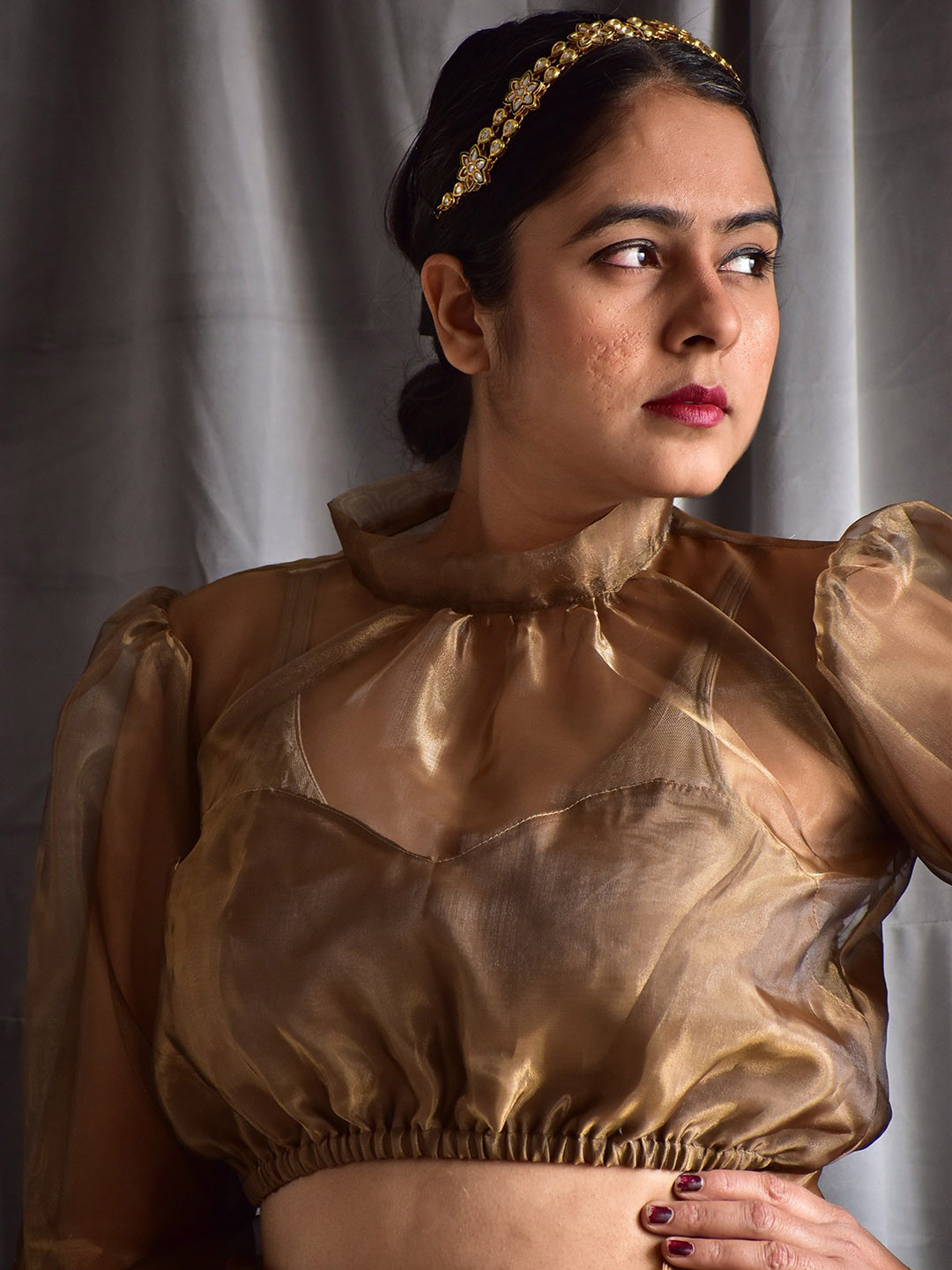 Sundarii Miraj Mandarin Neck Saree Blouse