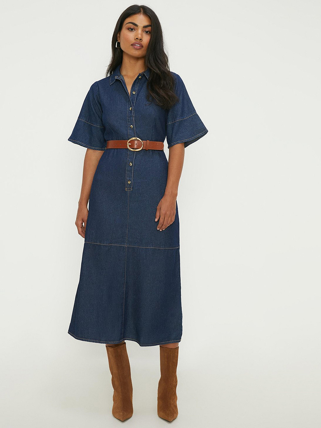 DOROTHY PERKINS Denim Shirt-Style Midi Dress