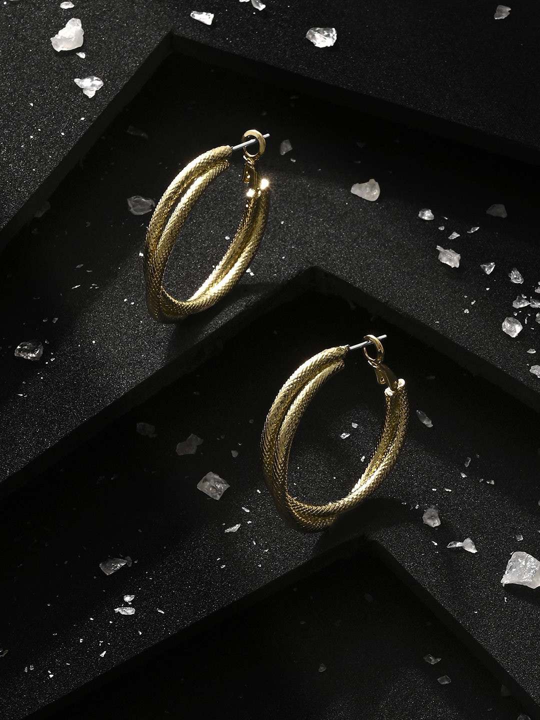 Accessorize Twist Texture Circular Brass Hoop Earrings