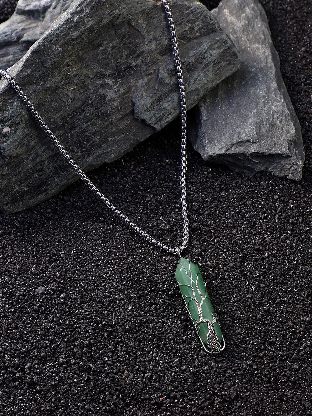 French Accent Men Silver-Plated Layered Necklace