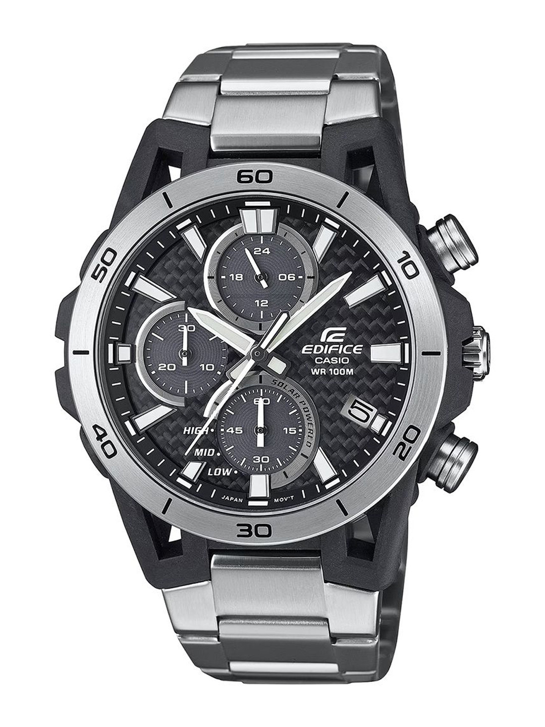 CASIO Men Dial & Stainless Steel Cuff Straps Analogue Chronograph Solar Powered Watch ED628