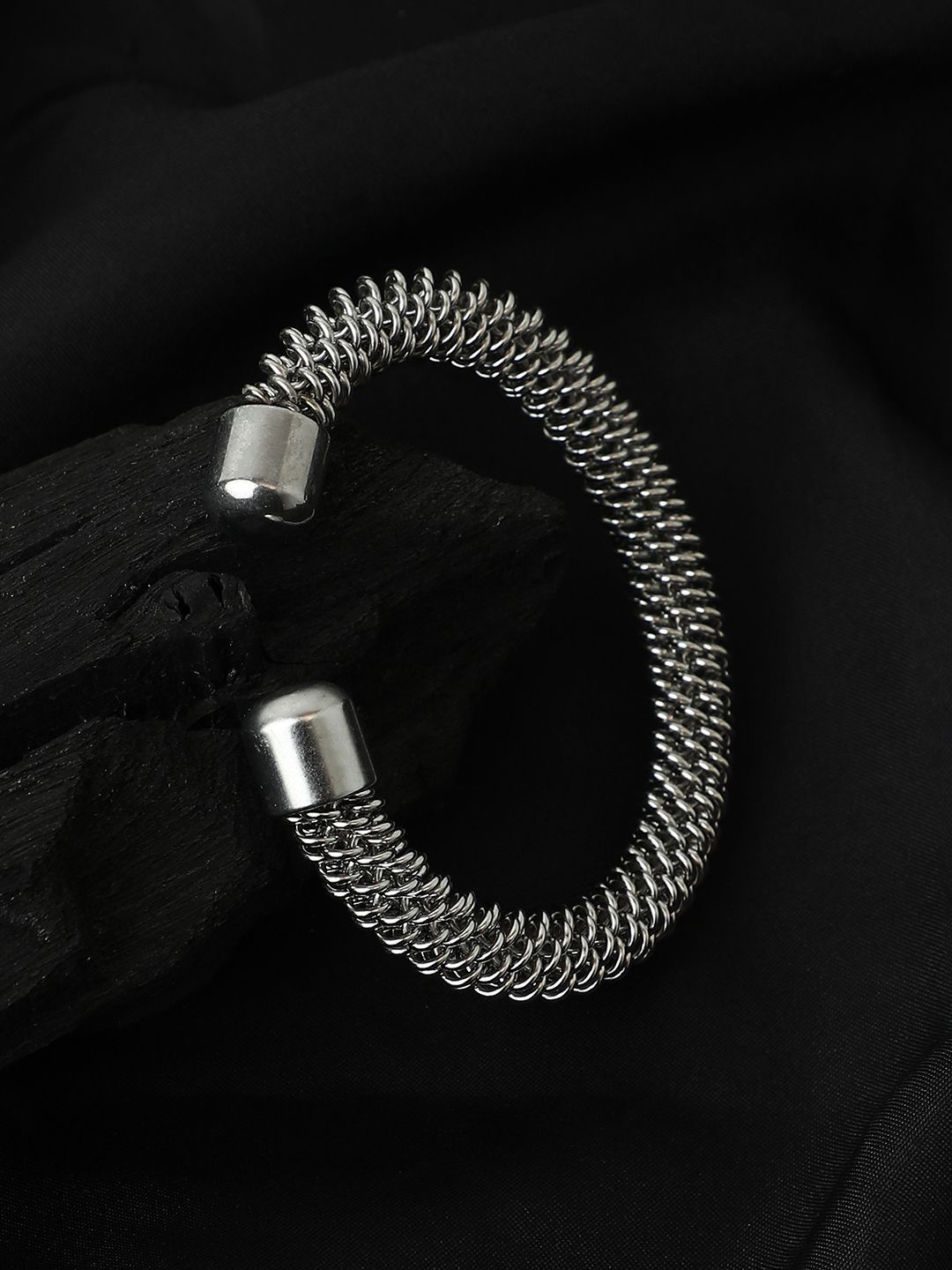 French Accent Men Silver-Plated The Spiral Cuff Bracelet