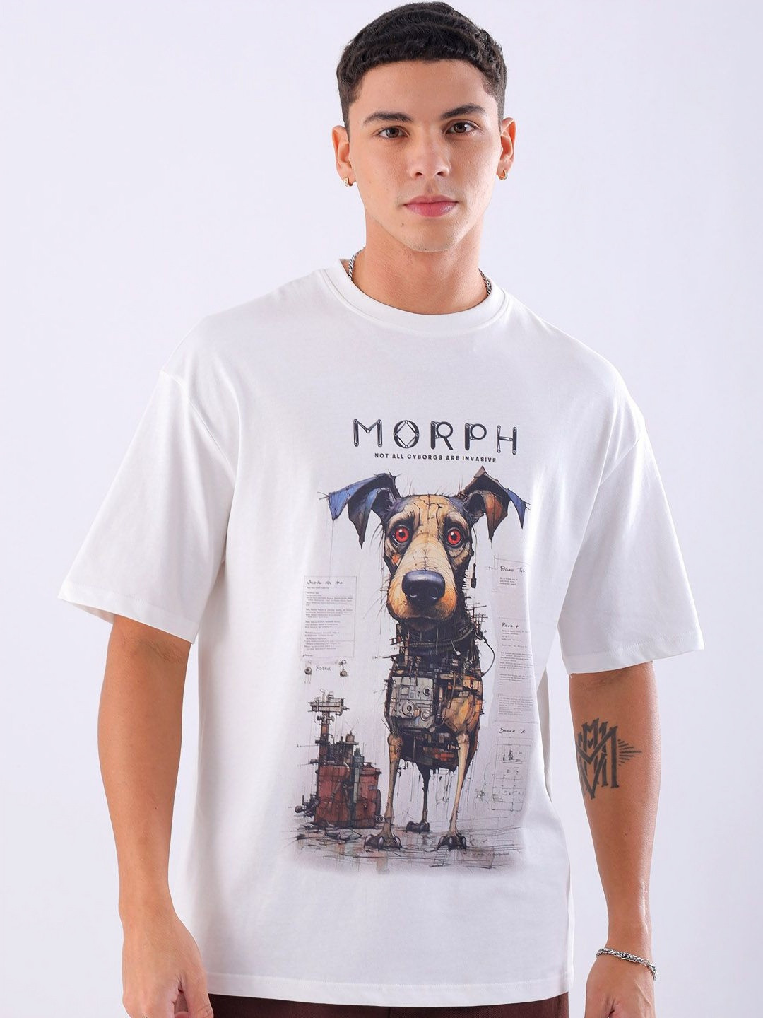 The Indian Garage Co Men Graphic Printed Round Neck Pure Cotton Oversized T-shirt
