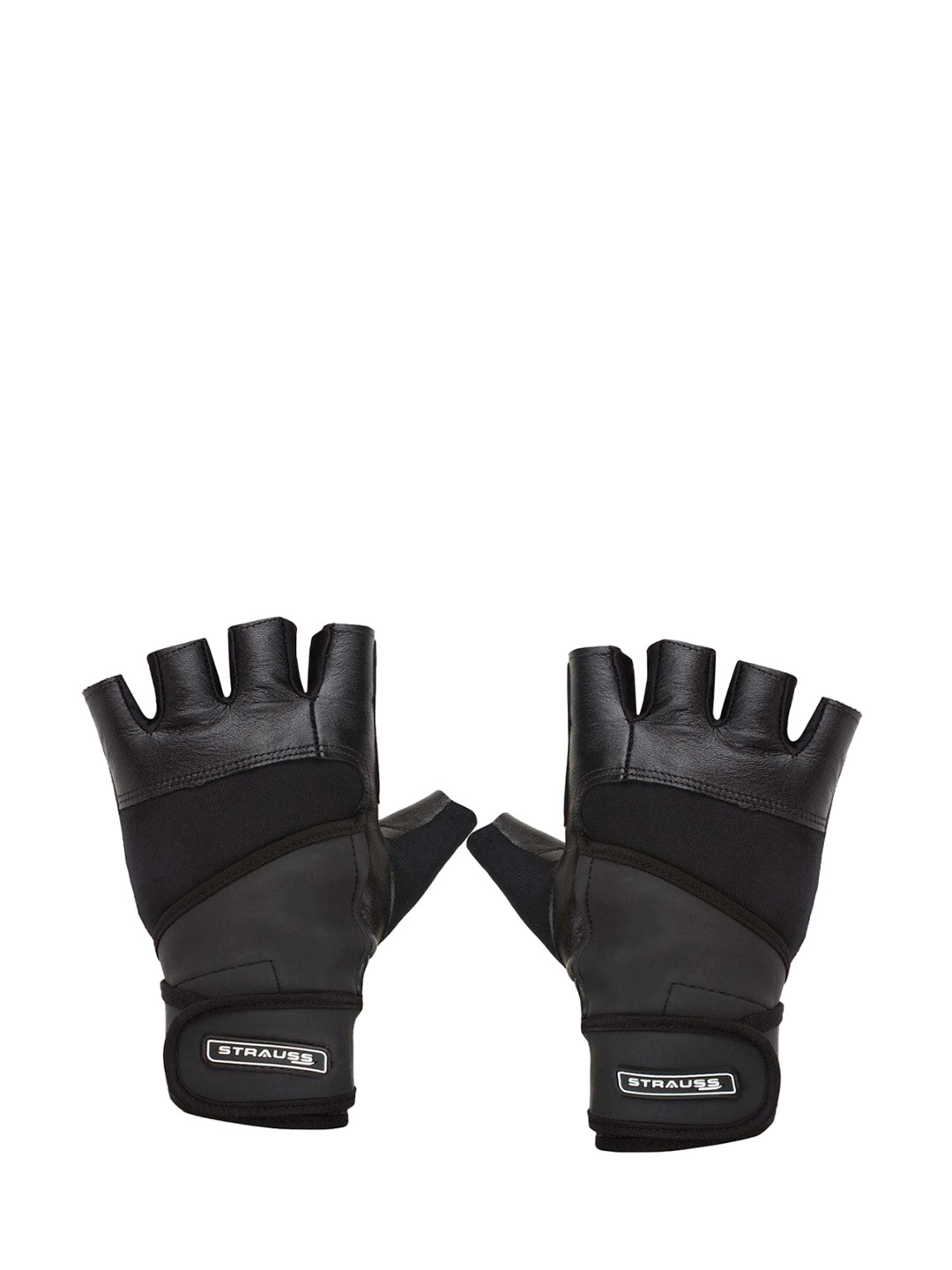 STRAUSS Patterned Weight Lifting Fitness Leather Gym Hand Gloves With Wrist Wrap