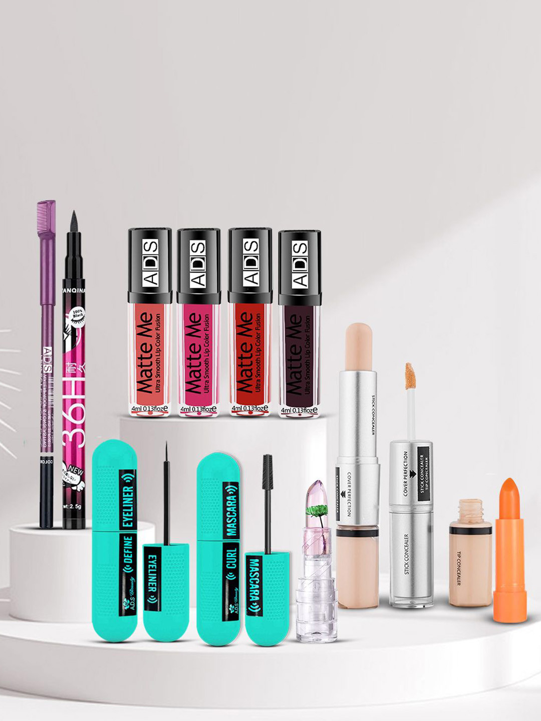 A.D.S Set Of 12 Jennifer Lawrence Luxe Bundle Full Face Makeup Combo - 100g