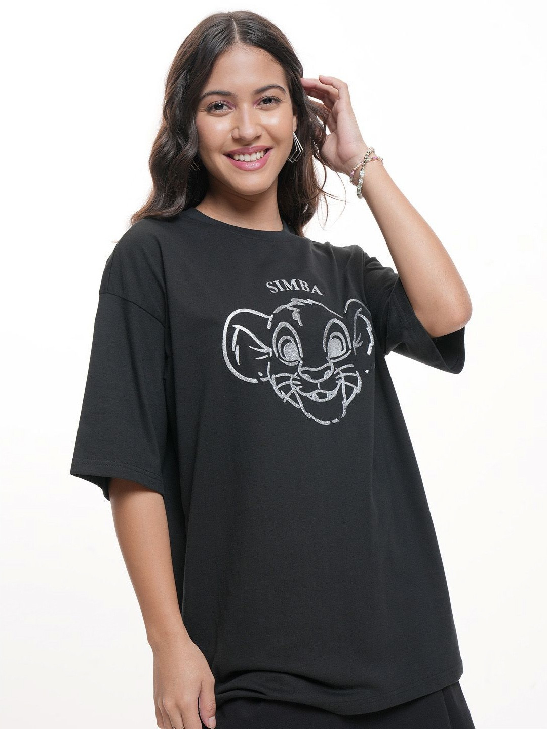 Tokyo Talkies Disney Simba Lion King Graphic printed Oversized Pure Cotton Tshirt