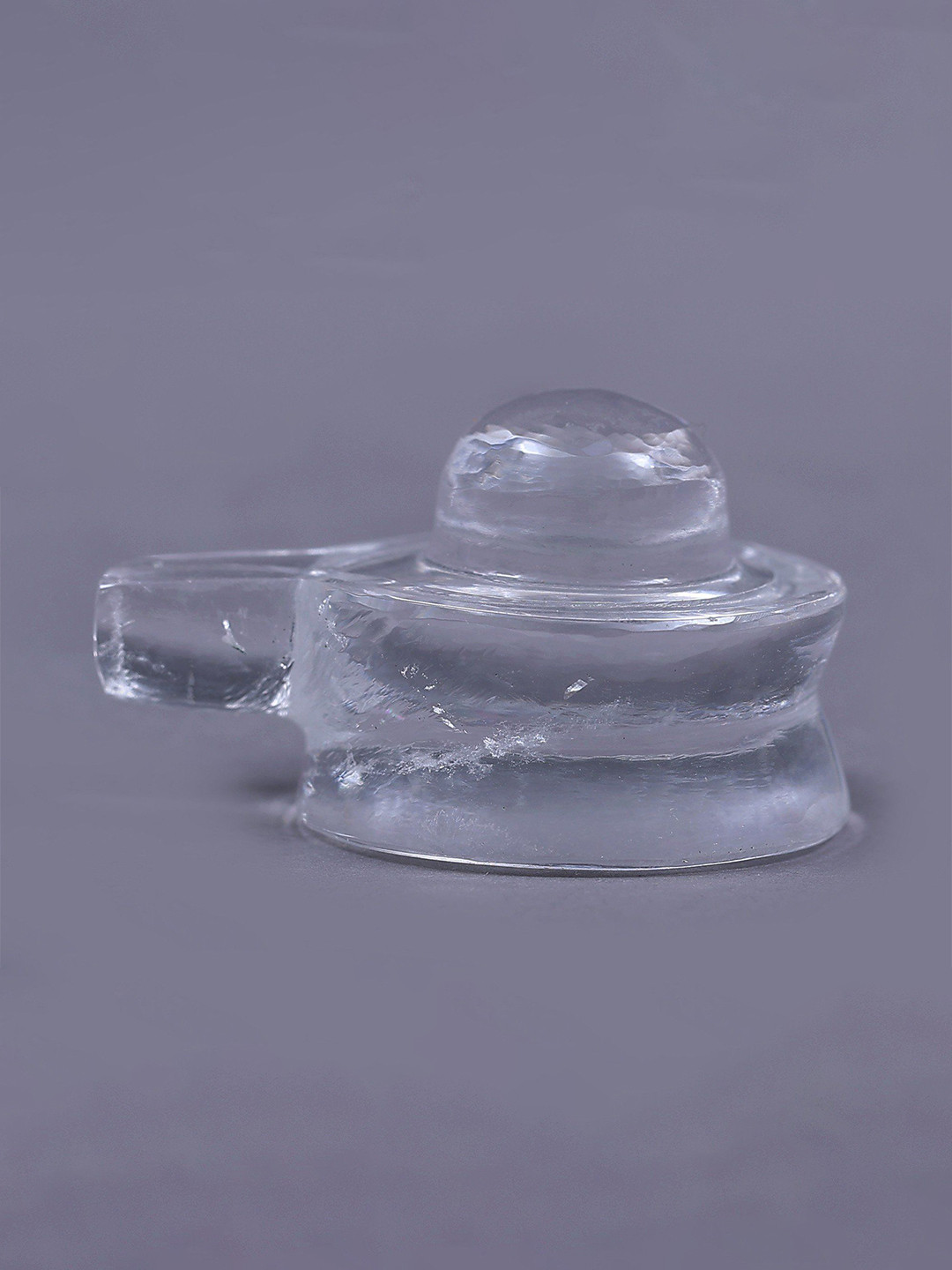 Exotic India Shiva Linga White Crystal Natural Prayer Room Hand Made Tiny Showpiece - 1 Inches
