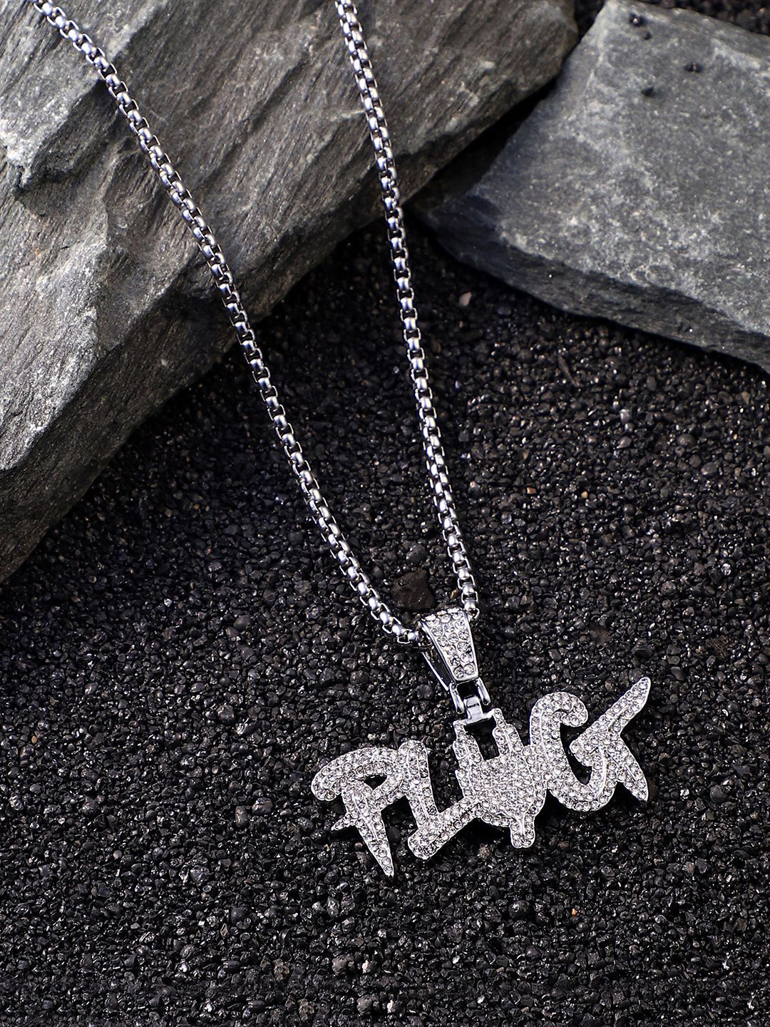 French Accent Men Silver-Plated Plug Pendant With Chain