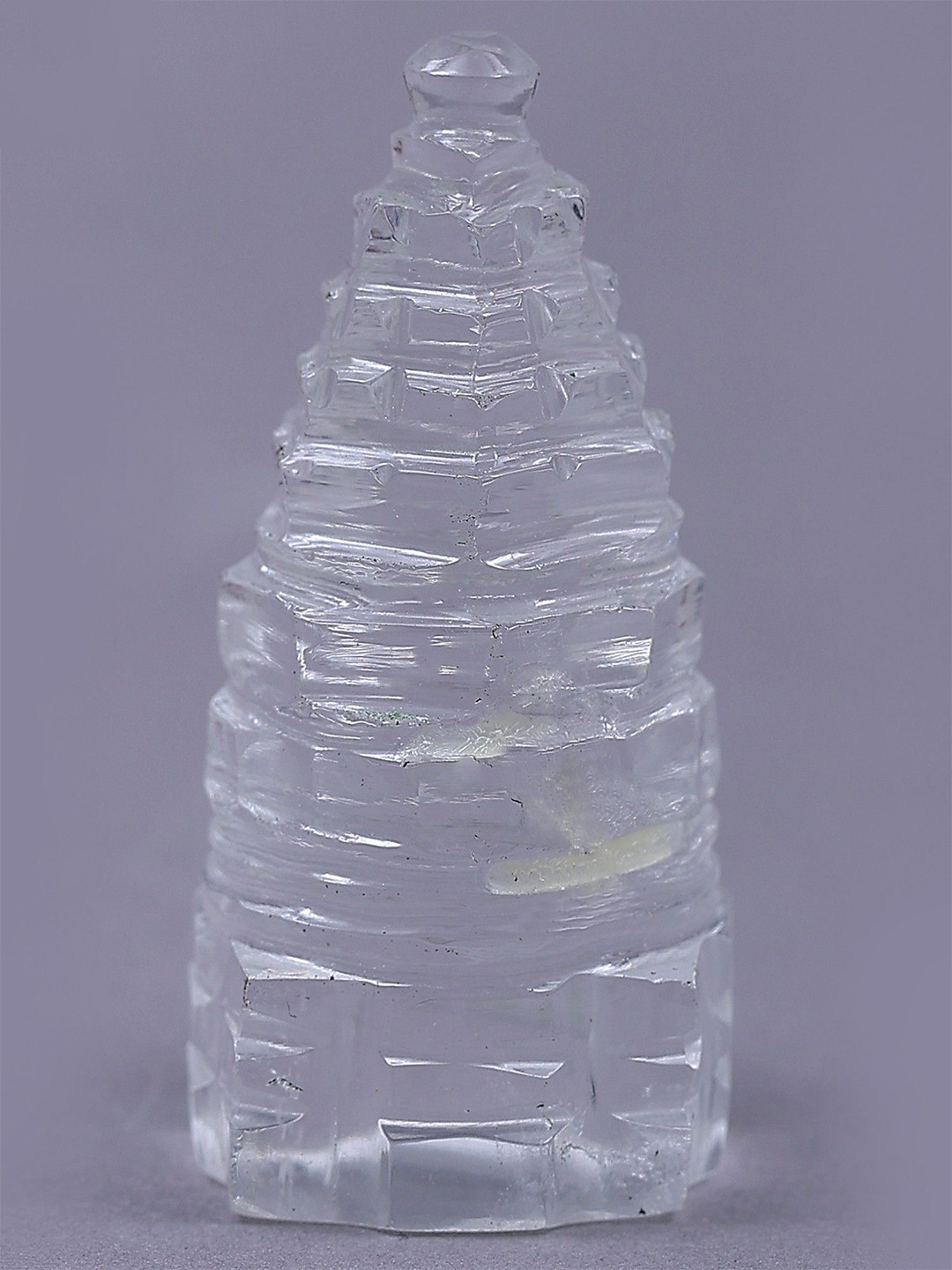 Exotic India Shri Yantra White Crystal Glossy Prayer Room Hand-Crafted Tiny Showpiece - 0.6 Inches