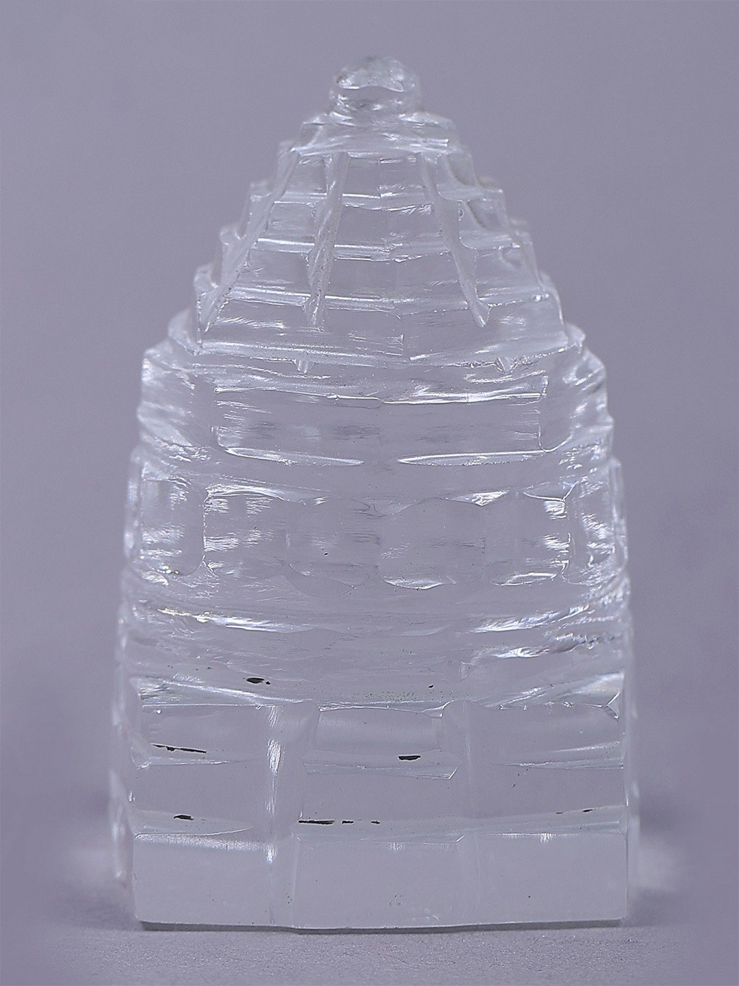 Exotic India Shri Yantra White Crystal Natural Prayer Room Hand Made Tiny Showpiece - 2 Inches