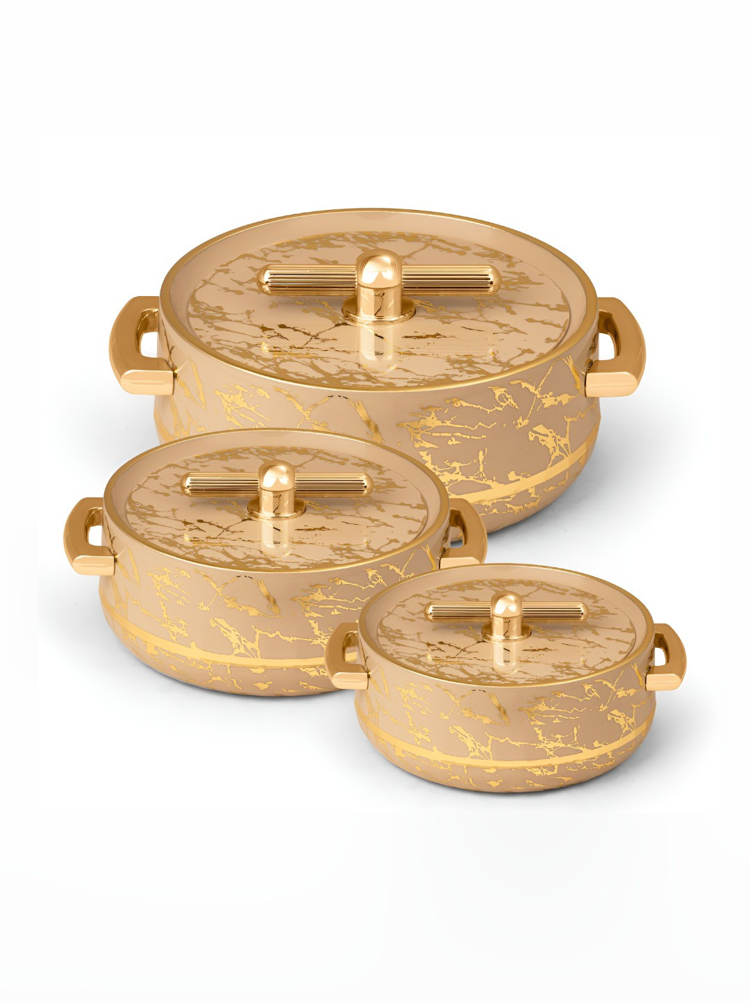 SELVEL Pink 3 Pcs Elegance Royal Inner Steel Casseroles 1700ml, 1200ml & 600ml