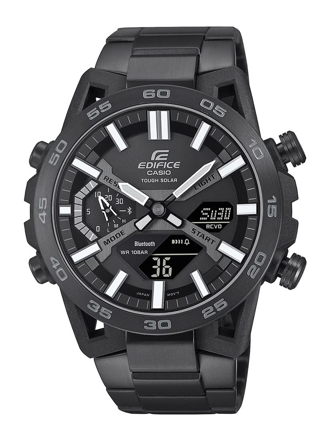CASIO Men Dial & Stainless Steel Cuff Straps Analogue and Digital Chronograph Solar Powered Watch ED608