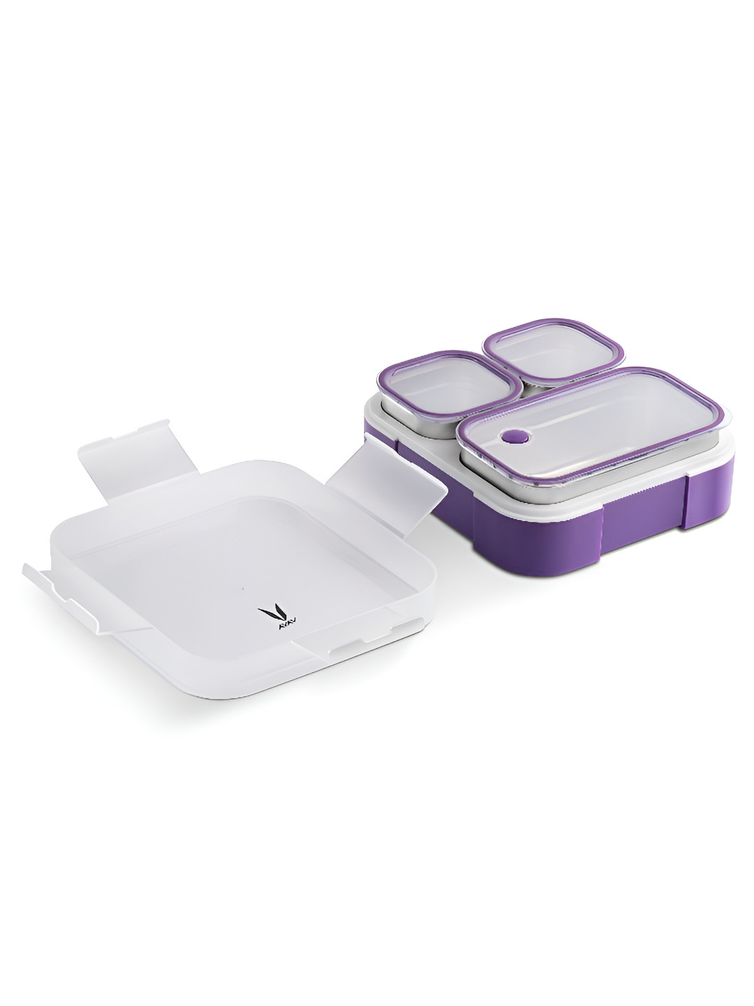 Vaya TYDBYT Purple Stainless Steel Bento Lunch Box With 3 Leakproof Compartments