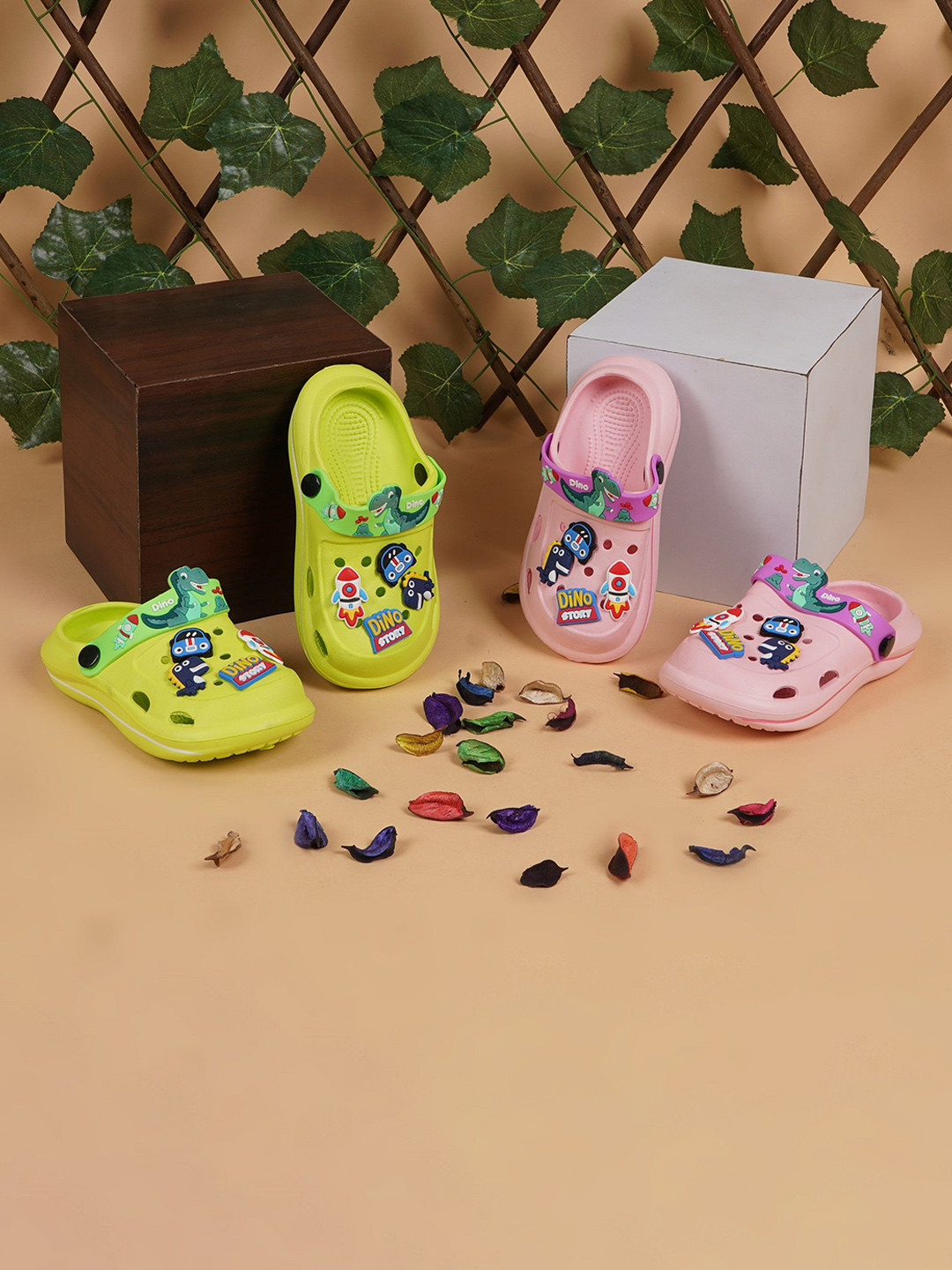 BAESD Pack Of 2 Kids Tattoo Printed Croslite Clogs